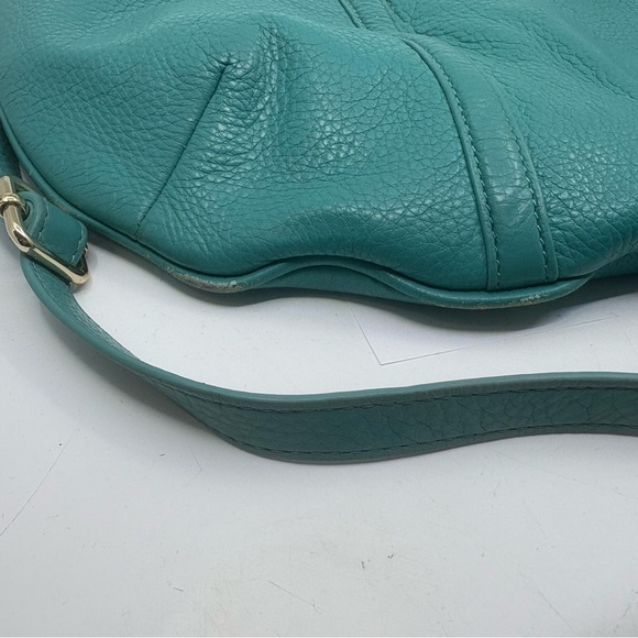 Tory Burch Teal Leather Amanda Hobo shoulder Bag with crossbody strap Read* - Picture 10 of 13